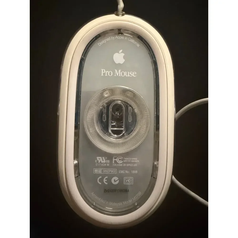 Apple Pro Mouse M5769 USB Wired Optical Mouse Clear White Vintage Mac OEM
